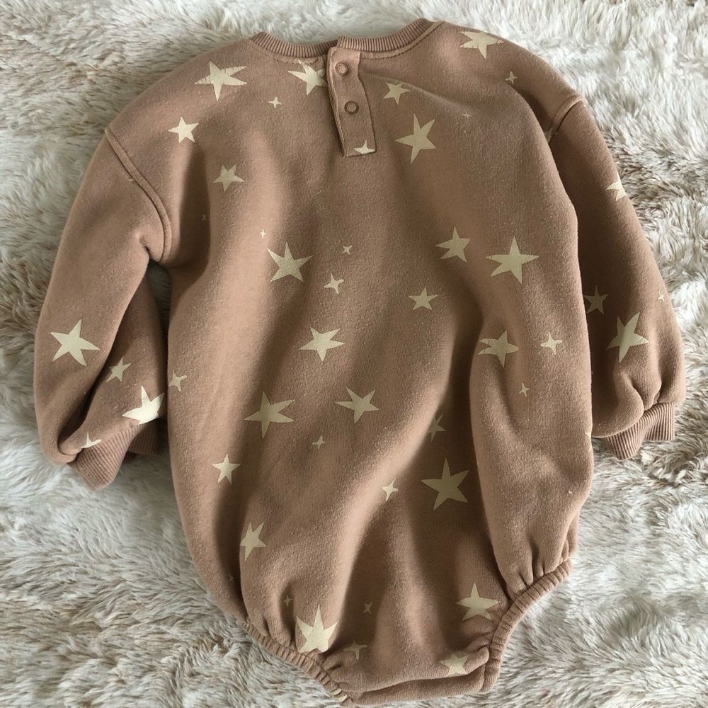 Cute Tan Star Baby Romper - Picture 2 of 2